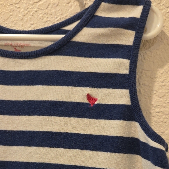 Pink Chicken Navy Striped and Floral Kids Dress - Picture 4 of 7